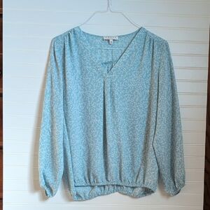 Chaus New York Women's Blue floral long sleeved top, Sz. L